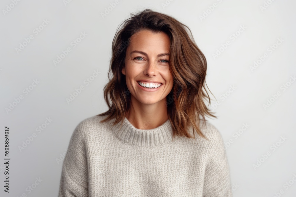 Portrait of a beautiful young woman smiling and looking at the camera Portrait of a beautiful young woman smiling and looking at the camera