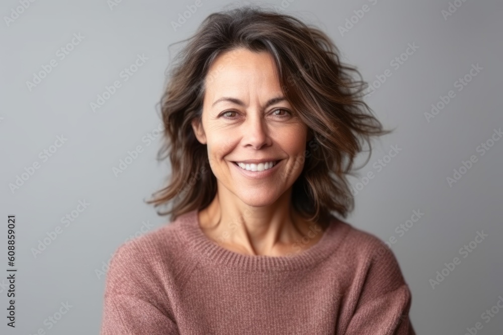 Portrait of a beautiful middle-aged woman smiling at the camera Portrait of a beautiful middle-aged woman smiling at the camera