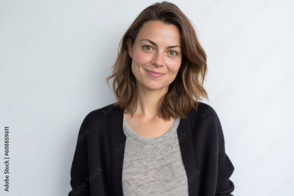Portrait of a beautiful young woman smiling at the camera against a white background Portrait of a beautiful young woman smiling at the camera against a white background