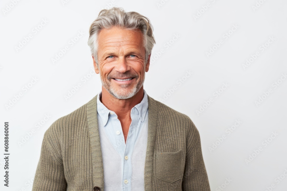 Portrait of a handsome mature man smiling at camera over white background Portrait of a handsome mature man smiling at camera over white background