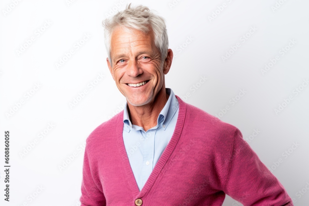 Portrait of a happy senior man smiling at the camera on white background Portrait of a happy senior man smiling at the camera on white background