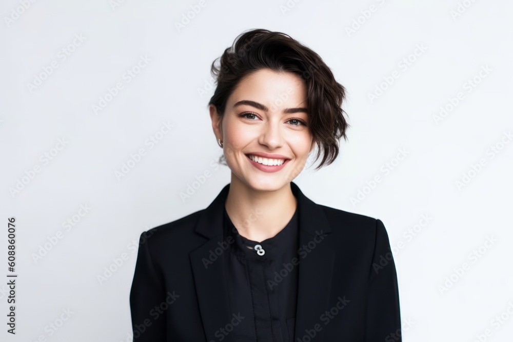 Portrait of a happy businesswoman smiling isolated on a white background Portrait of a happy businesswoman smiling isolated on a white background