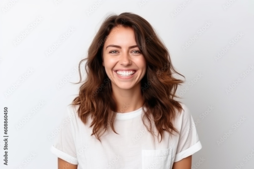 Portrait of a beautiful young woman smiling and looking at camera. Portrait of a beautiful young woman smiling and looking at camera.
