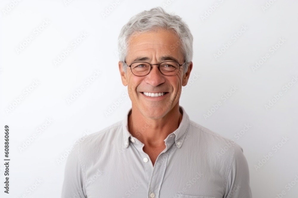 Portrait of happy mature man with grey hair and eyeglasses Portrait of happy mature man with grey hair and eyeglasses