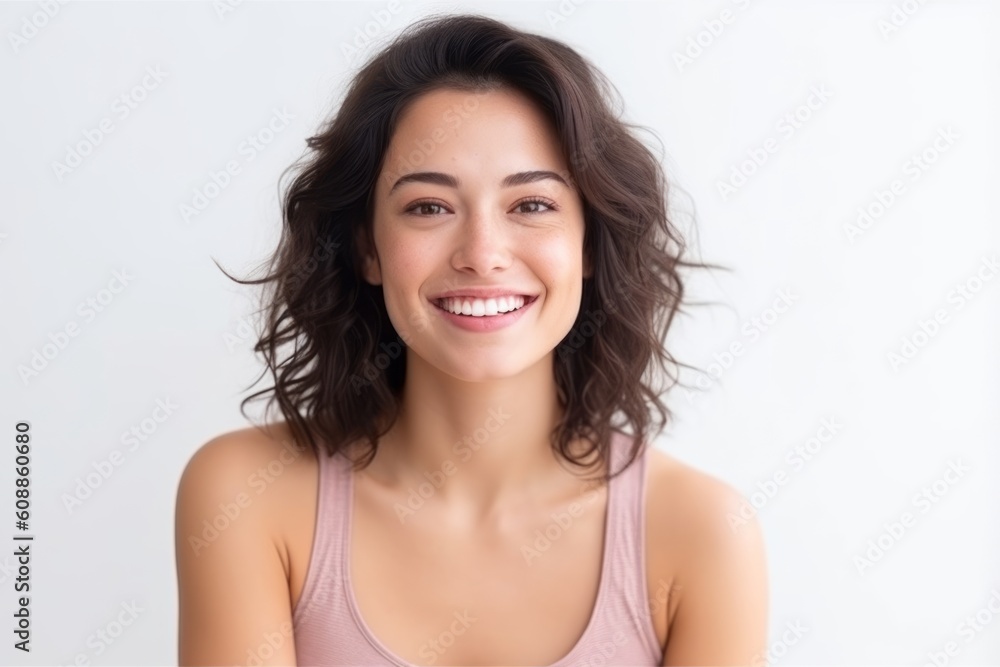 Close up portrait of beautiful young woman smiling and looking at camera. Close up portrait of beautiful young woman smiling and looking at camera.