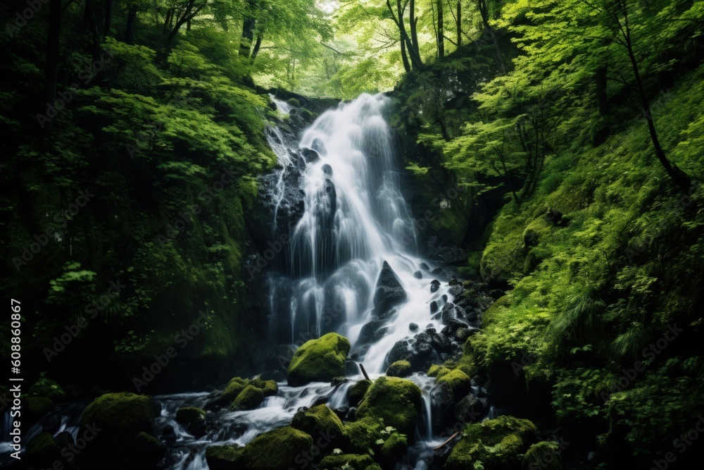 Majestic Waterfall in the Forest - Generative AI Majestic Waterfall in the Forest - Generative AI