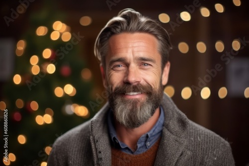 Portrait of a handsome mature man in front of a Christmas tree
