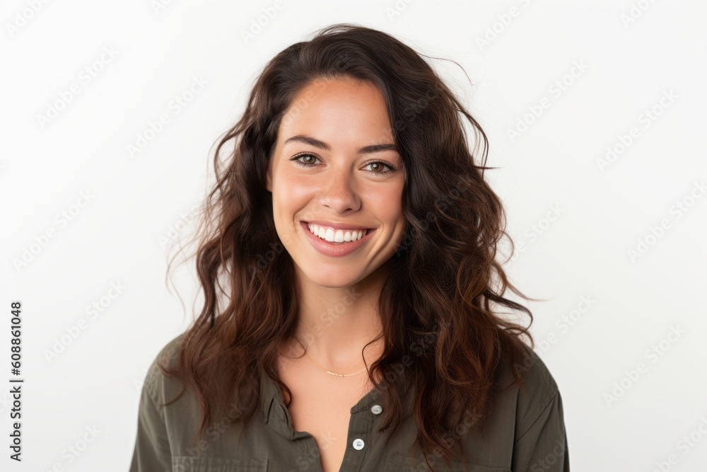 Portrait of a beautiful young woman smiling and looking at the camera Portrait of a beautiful young woman smiling and looking at the camera