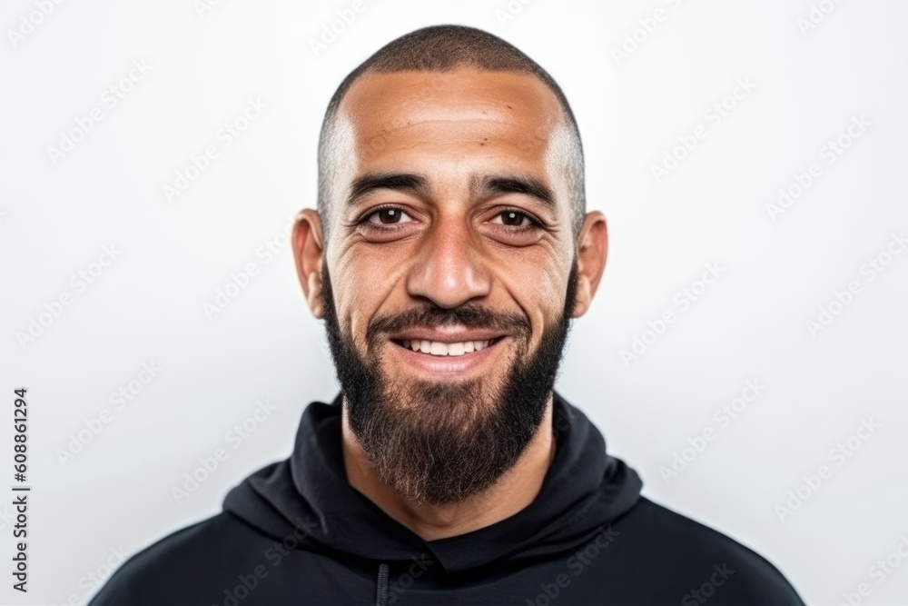 Obraz premium Portrait of a handsome young man with a beard on a white background