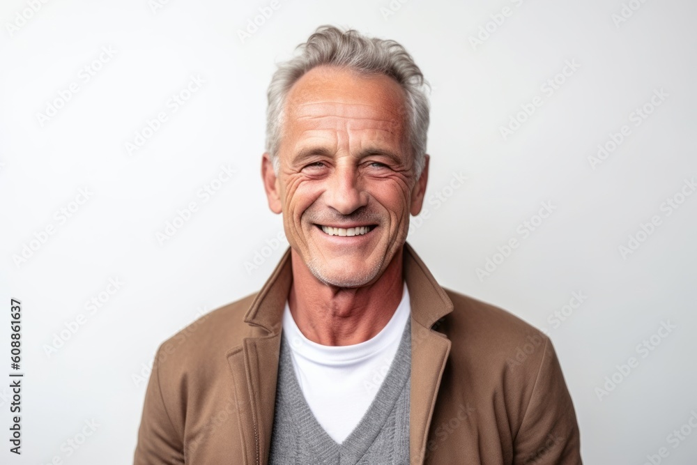 Portrait of a happy senior man smiling at the camera on a white background Portrait of a happy senior man smiling at the camera on a white background