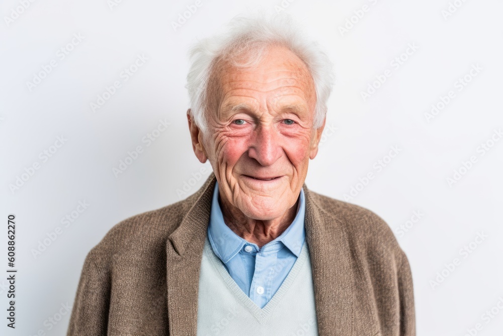 Portrait of a senior man with grey hair against white background. Portrait of a senior man with grey hair against white background.