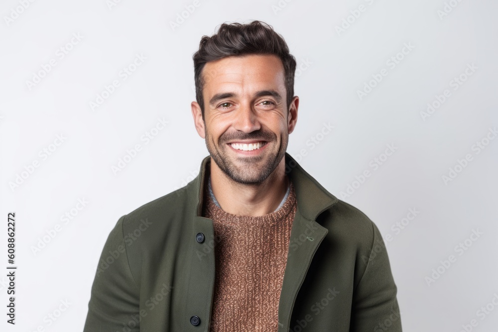 Portrait of a handsome young man smiling at camera on white background Portrait of a handsome young man smiling at camera on white background