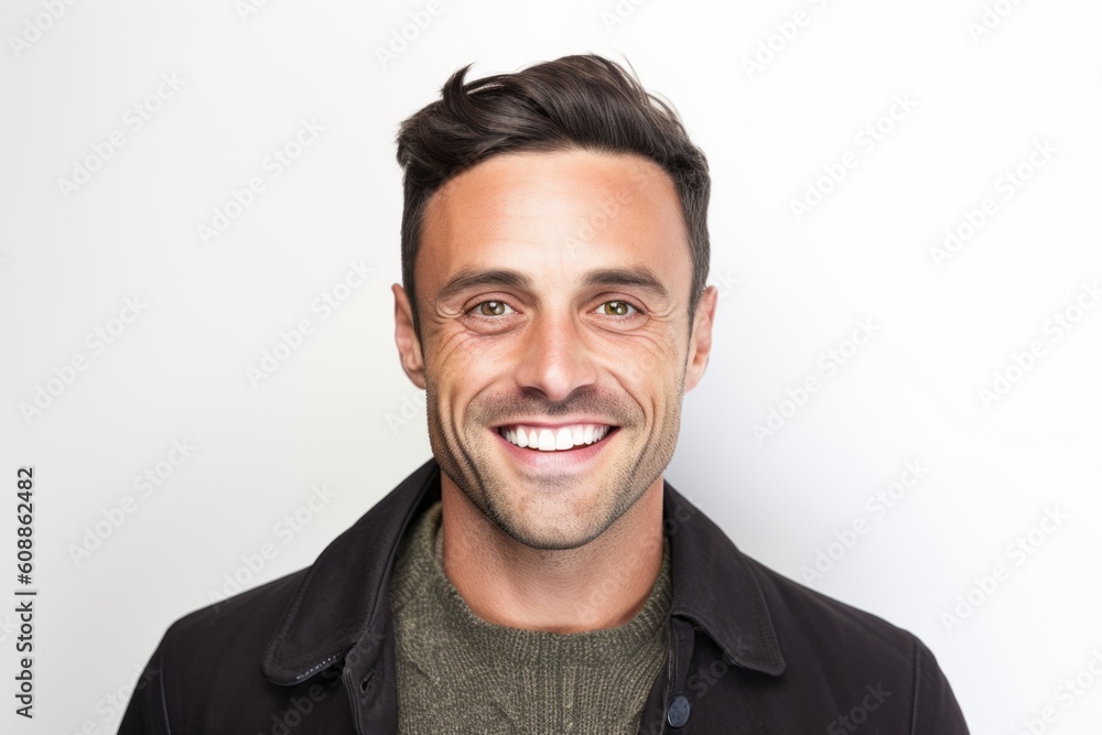 Portrait of a happy young man smiling at camera on white background Portrait of a happy young man smiling at camera on white background