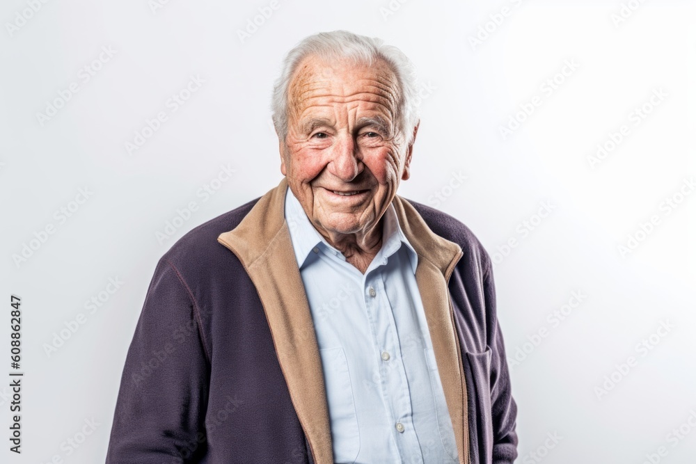 Portrait of an old man on a white background. Elderly people. Portrait of an old man on a white background. Elderly people.
