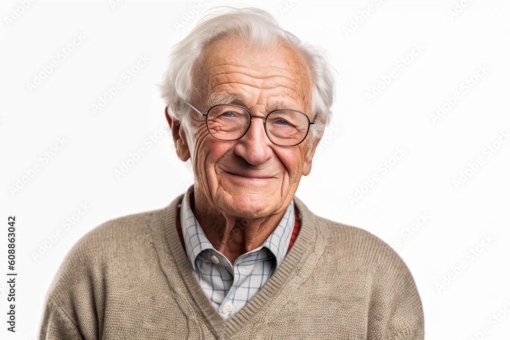 Portrait of a smiling senior man with glasses on a white background Portrait of a smiling senior man with glasses on a white background