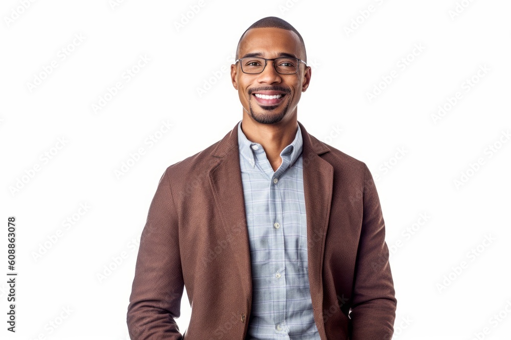 Portrait of a smiling young african american man with glasses Portrait of a smiling young african american man with glasses