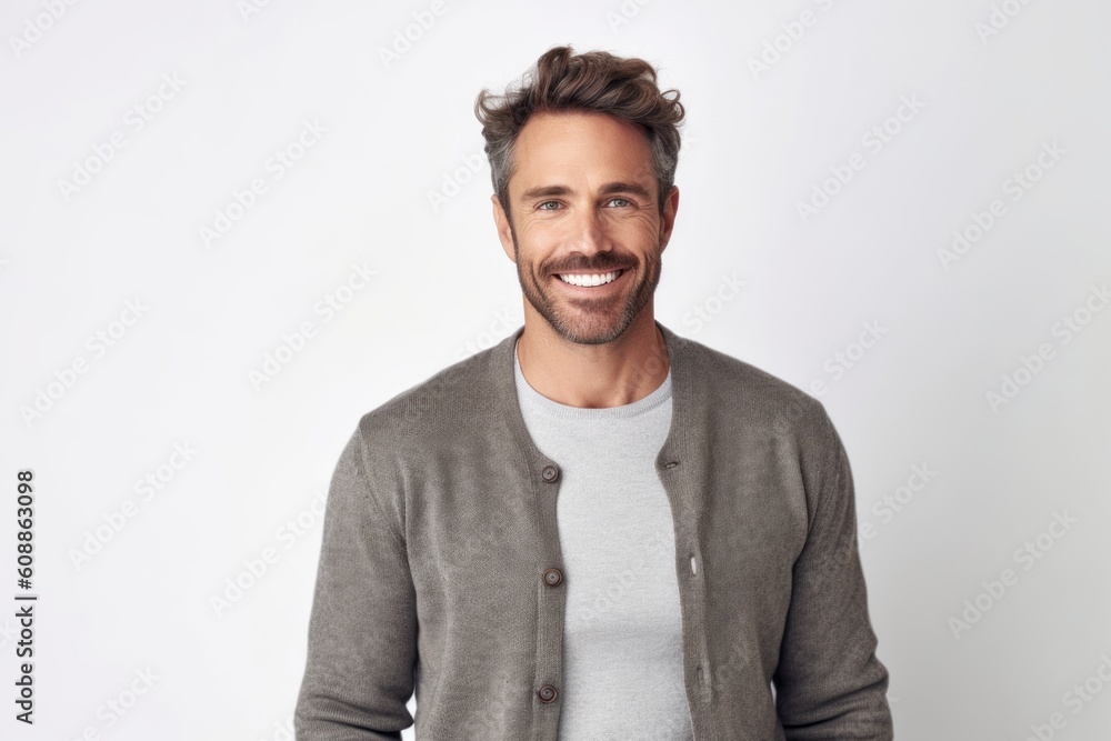 Portrait of a handsome young man smiling at camera over white background Portrait of a handsome young man smiling at camera over white background