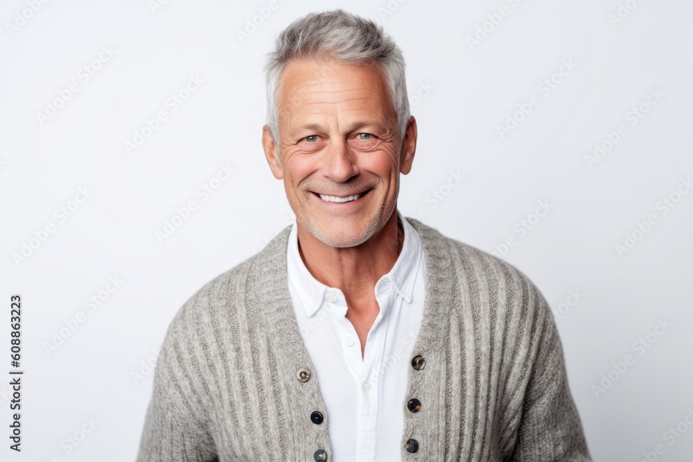 Portrait of a handsome senior man smiling at camera over white background Portrait of a handsome senior man smiling at camera over white background