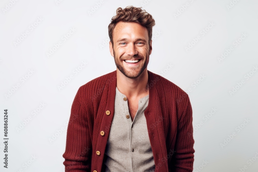 Portrait of a handsome man smiling and looking at camera isolated on a white background Portrait of a handsome man smiling and looking at camera isolated on a white background