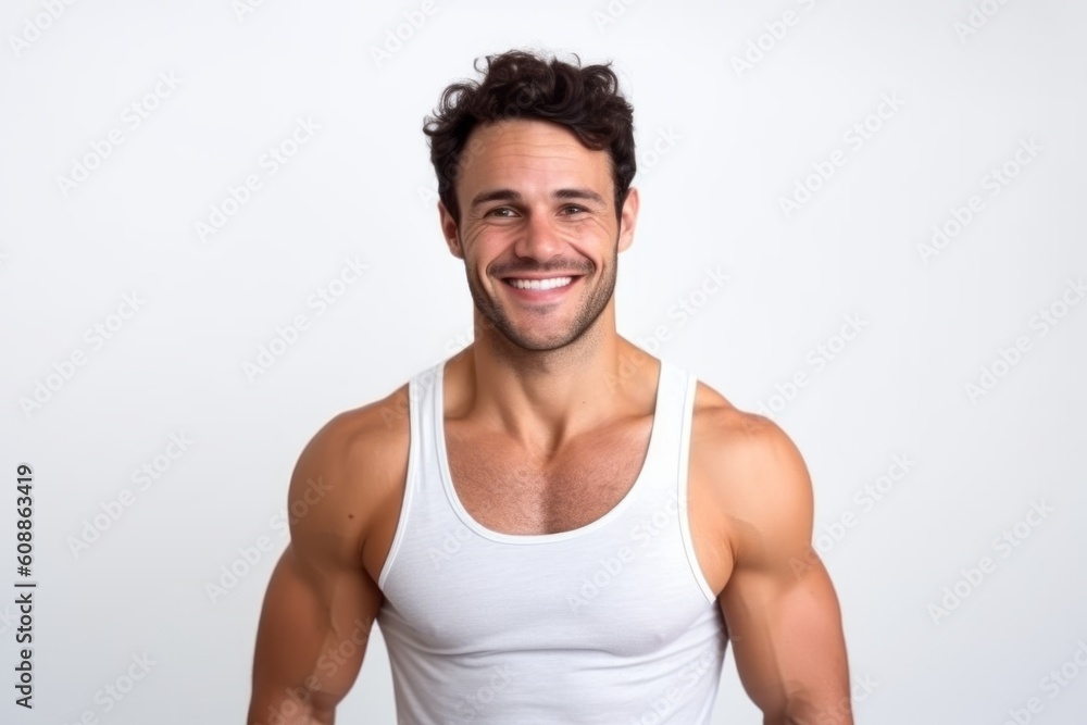 Portrait of a handsome muscular man smiling and looking at camera. Portrait of a handsome muscular man smiling and looking at camera.