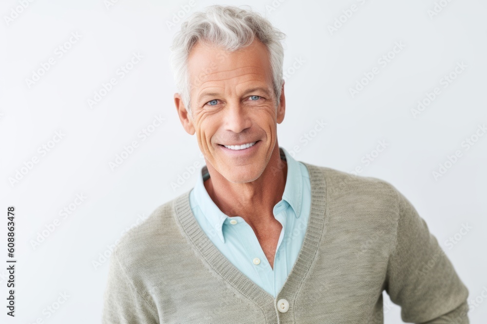 Portrait of a handsome senior man smiling at camera over white background Portrait of a handsome senior man smiling at camera over white background