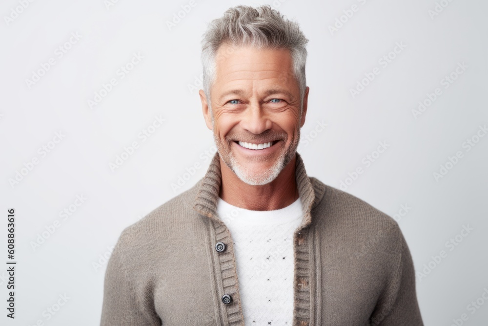 Portrait of a happy senior man smiling at camera isolated over white background Portrait of a happy senior man smiling at camera isolated over white background