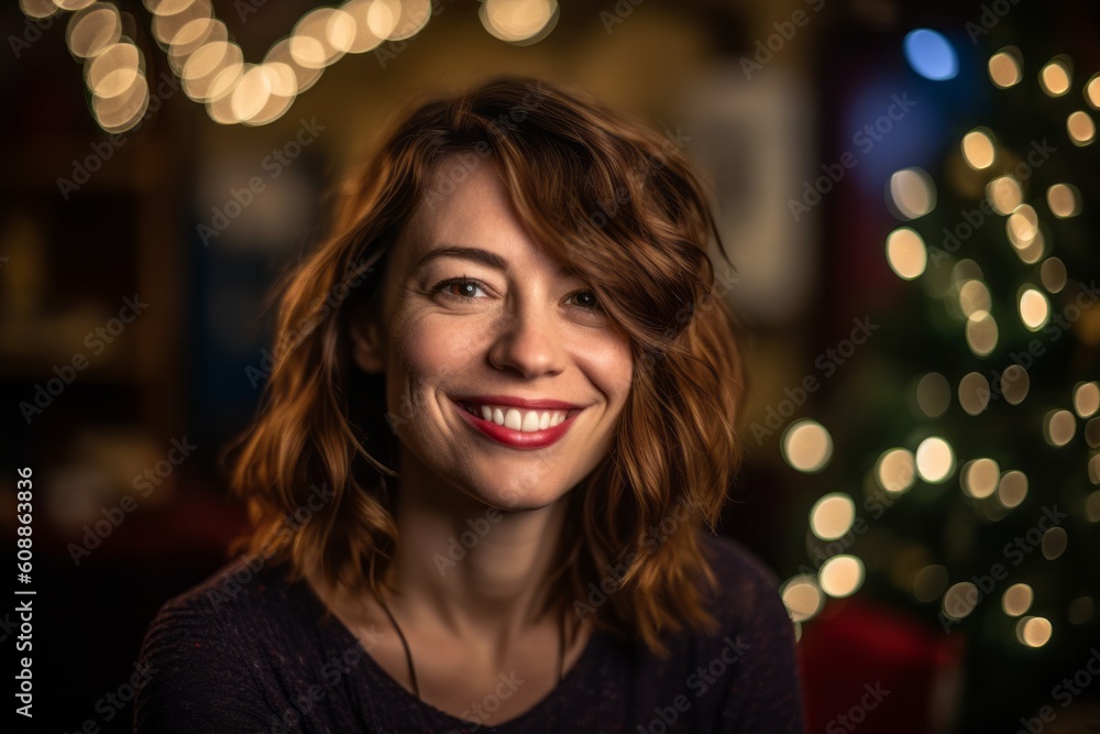 Portrait of a beautiful woman in front of a christmas tree Portrait of a beautiful woman in front of a christmas tree