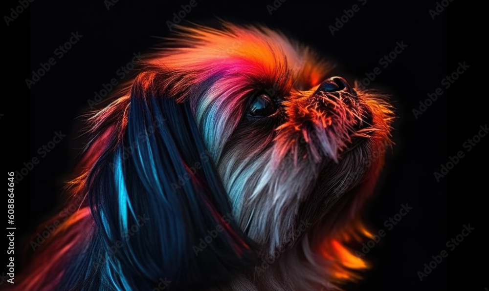 Neon lPortrait of a cute Shih Tzu dog