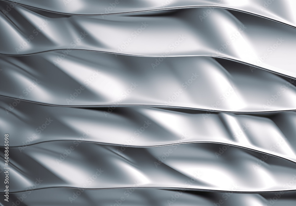 Aluminum metal plate textures with gray brushed, wavy abstract metal surface. Generative Ai.
