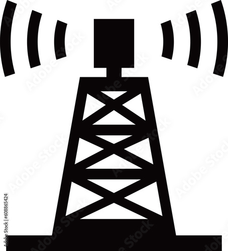 電波を発している鉄塔の上のアンテナのイラスト