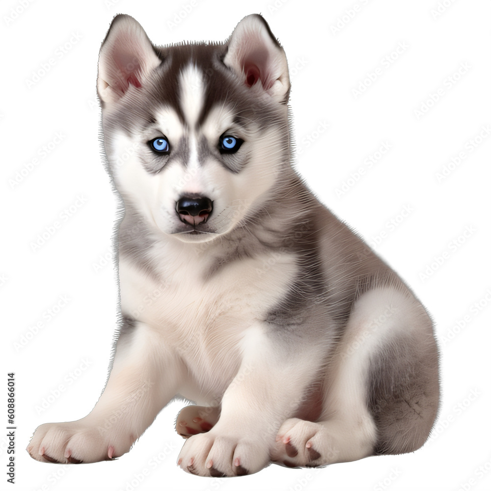 A husky dog with blue eyes on a transparent background png isolated   Generative Ai