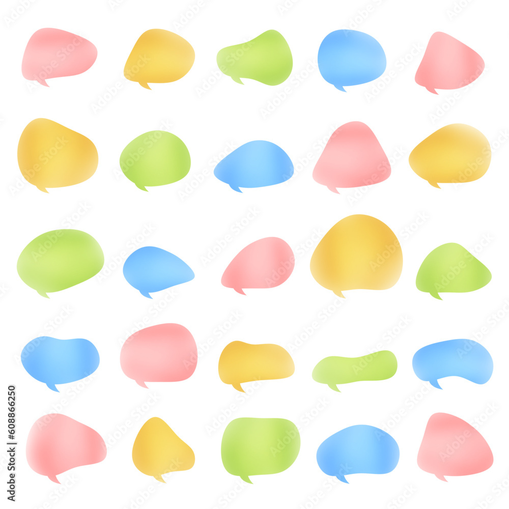 Balloons of various shapes in pastel colors Balloons of various shapes in pastel colors