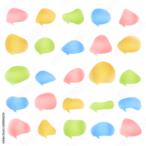 Balloons of various shapes in pastel colors