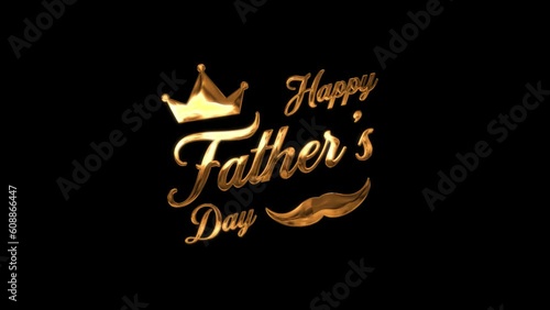 Premium Happy Fathers Day Handwritten Text Animation in gold Color With Dark Background.. Best for Fathers Day Celebrations. photo