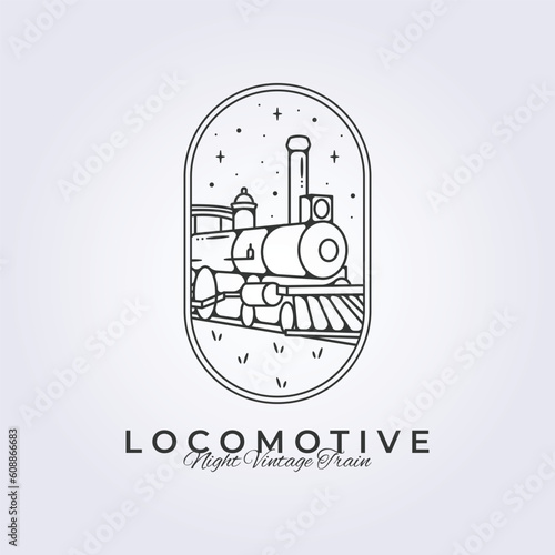 badge of hogwarts express retro train logo vector template illustration design