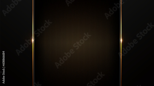 black gold background, golden light luxury image abstract, straight lines overlap layer shadow gradients space composition for banner, flyer cover layout, website template design