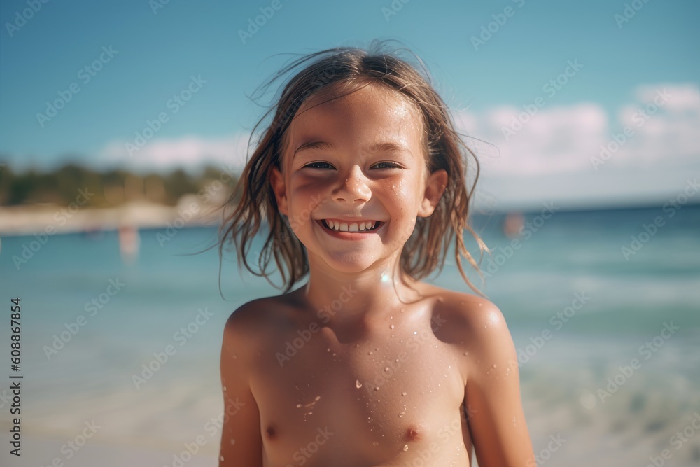 © igolaizola - Cute little girl having fun on the beach in the summer. © igolaizola - Cute little girl having fun on the beach in the summer.