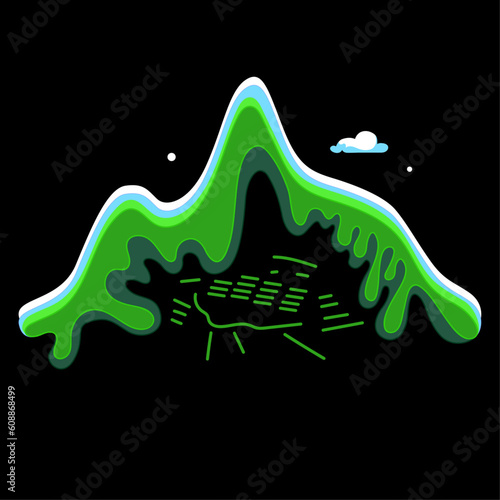 Vector illustration of the Inca archaeological site Machu Picchu Perú 