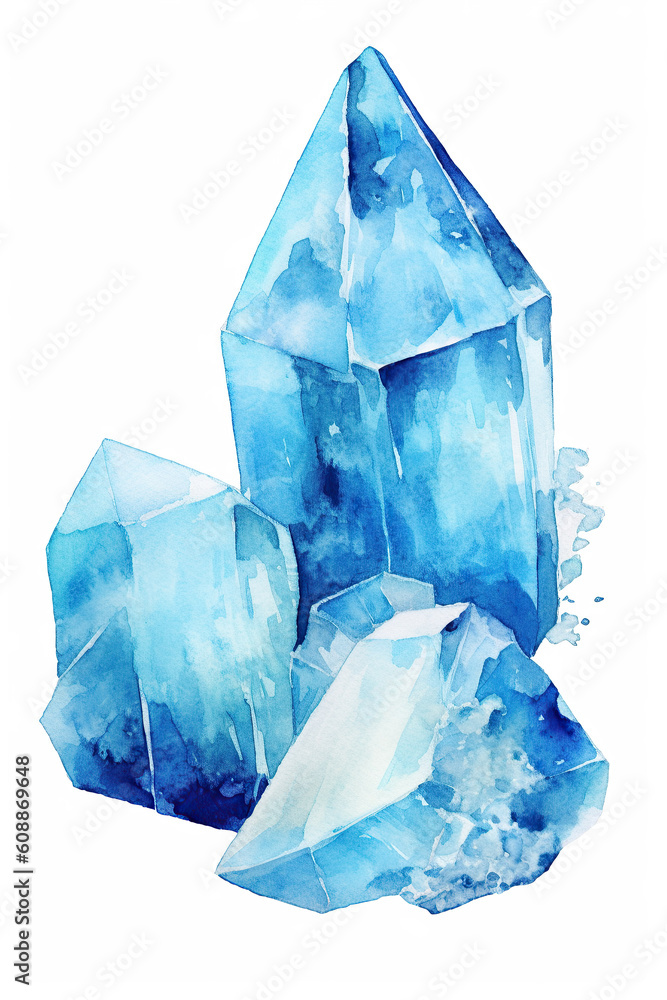 ice cube crystal watercolor clipart cute isolated on white background