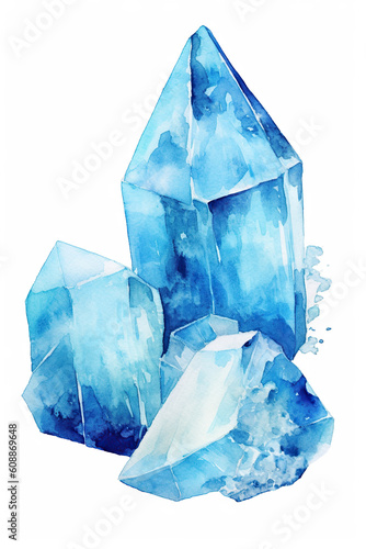 ice cube crystal watercolor clipart cute isolated on white background