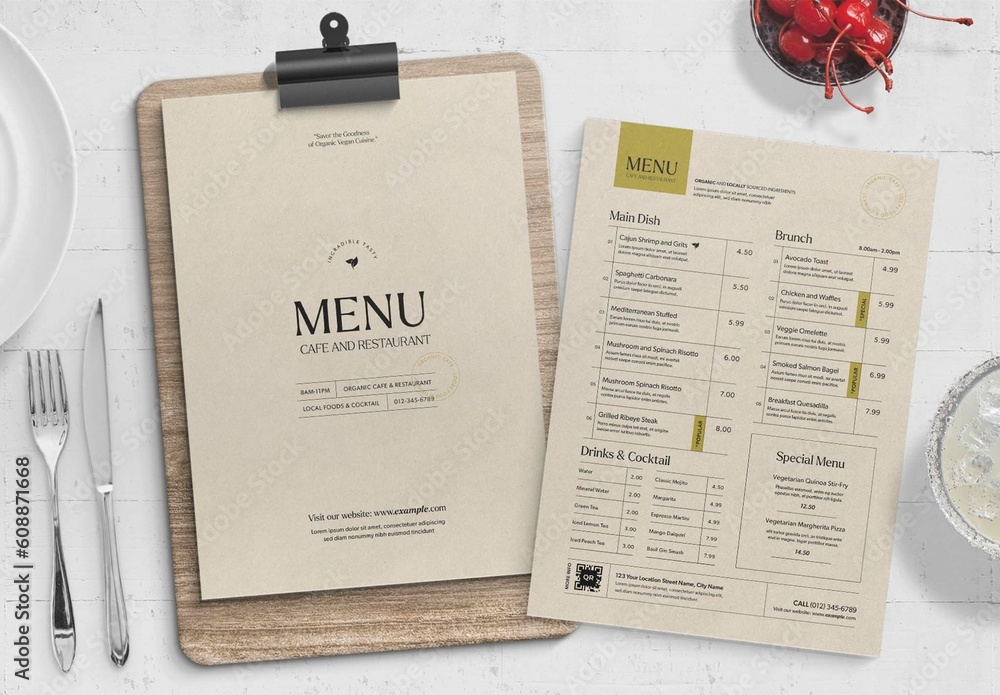 Modern Food Menu Layout for Restaurant, Cafe, Bar Stock Template ...