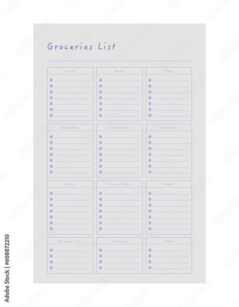 groceries list planner. Plan you food day easily. Vector illustration groceries list planner. Plan you food day easily. Vector illustration