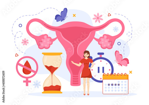 HRT or Hormone Replacement Therapy Acronym Vector Illustration with Treatment and Hormone Medication in Healthcare Cartoon Hand Drawn Templates