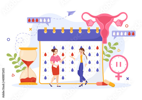 HRT or Hormone Replacement Therapy Acronym Vector Illustration with Treatment and Hormone Medication in Healthcare Cartoon Hand Drawn Templates