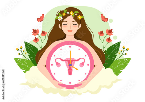 HRT or Hormone Replacement Therapy Acronym Vector Illustration with Treatment and Hormone Medication in Healthcare Cartoon Hand Drawn Templates