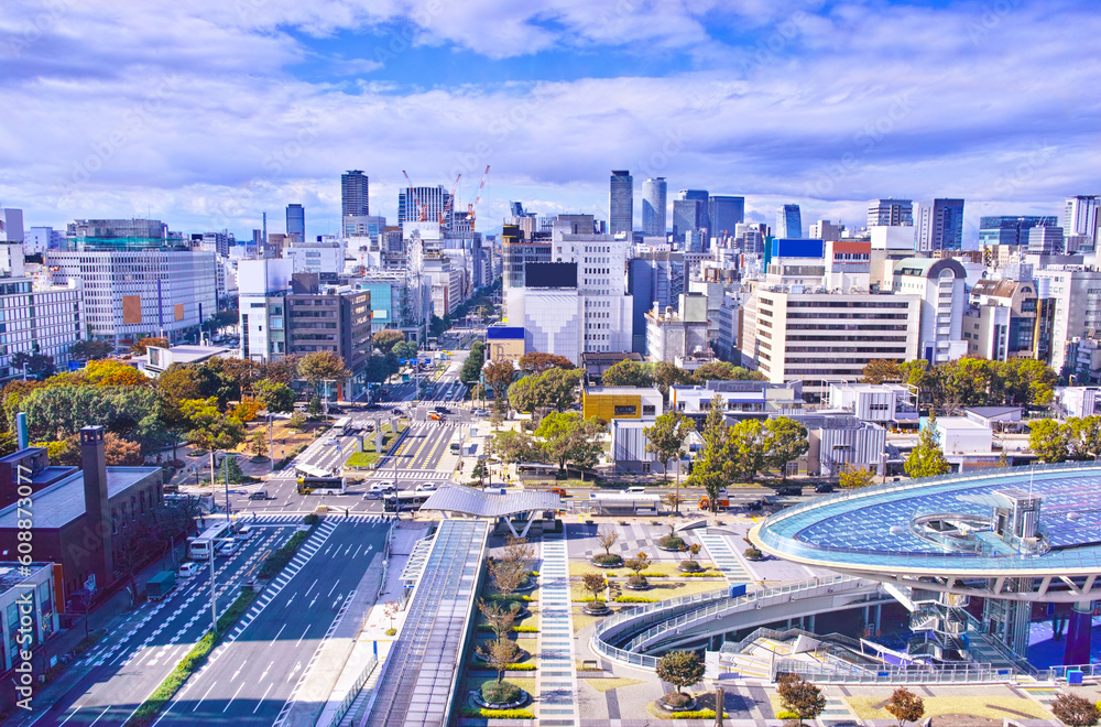Fototapeta premium 愛知県名古屋市の都市風景、栄から見る名古屋駅方面の街並み 