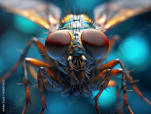Close up of a fly. Generative Ai. © LeveL4