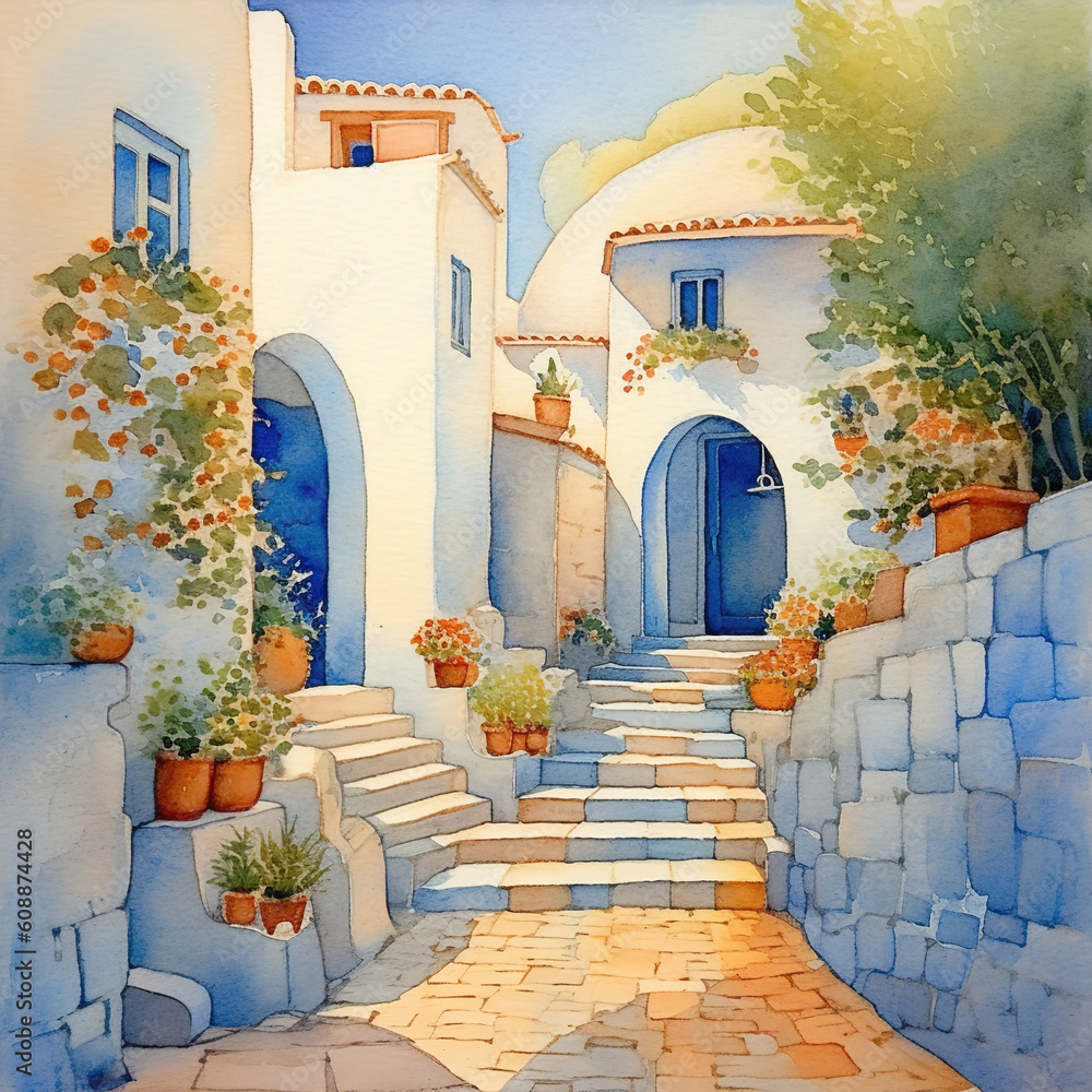 Fototapeta premium street in the old town of island