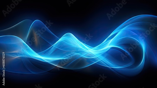 Abstract blue wave on black background. Abstract background created with Generative Ai Technology