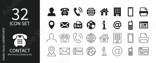 Icon set related to contacts